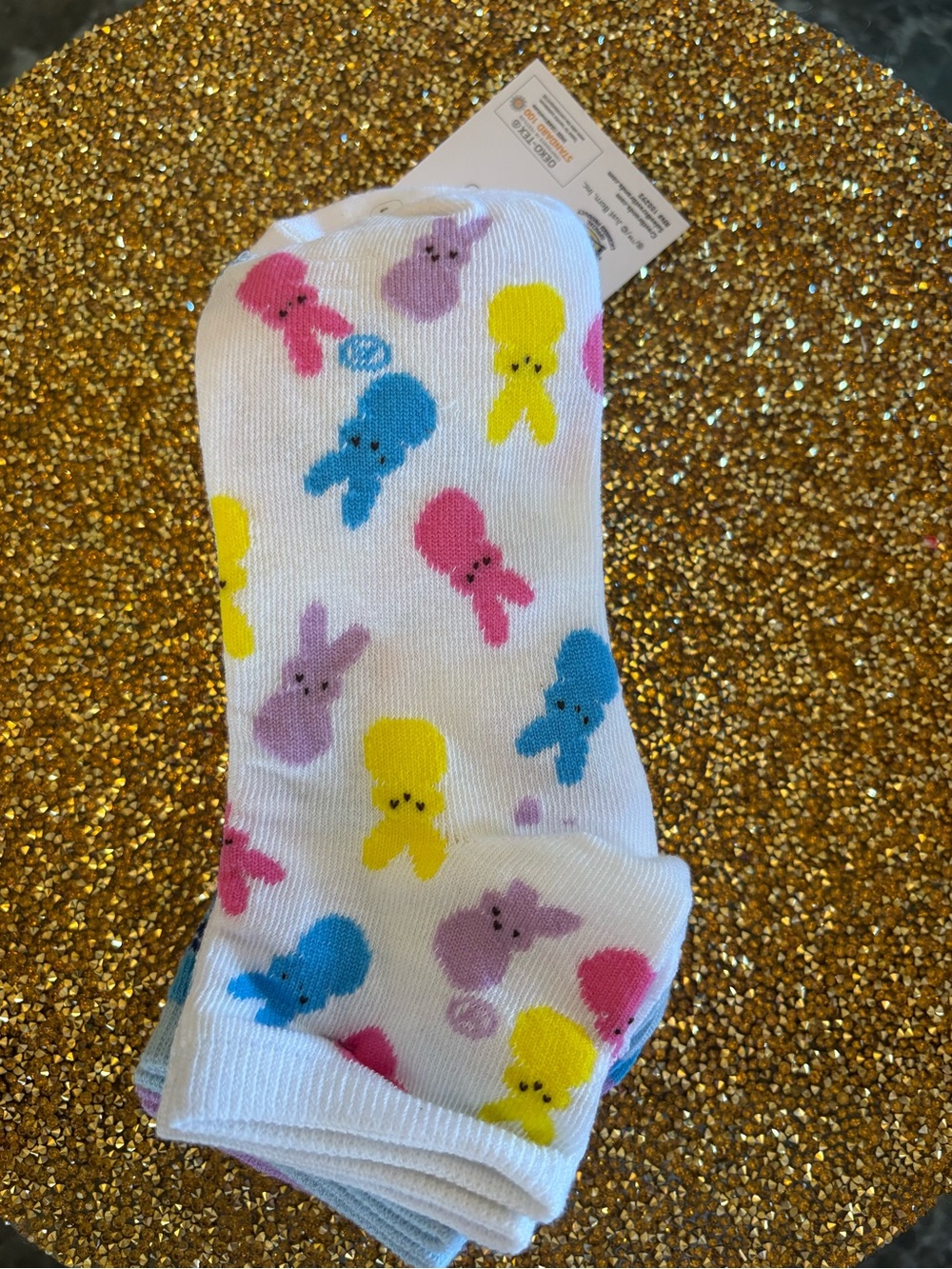 Peeps NWT Women’s Pastel Bunny Crew Socks/White Base. Set of 5 peeps crew socks